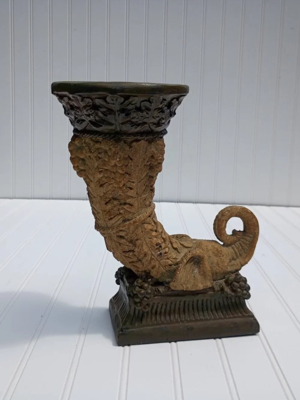 Vintage Cornucopia Elephant Planter Decorative Tabletop Horn of Plenty Vase 11